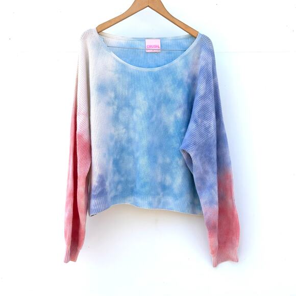 Crush Cashmere Scottie Painted Balloon Cloud Tie Dye Rainbow Sweater M Large - Picture 4 of 10